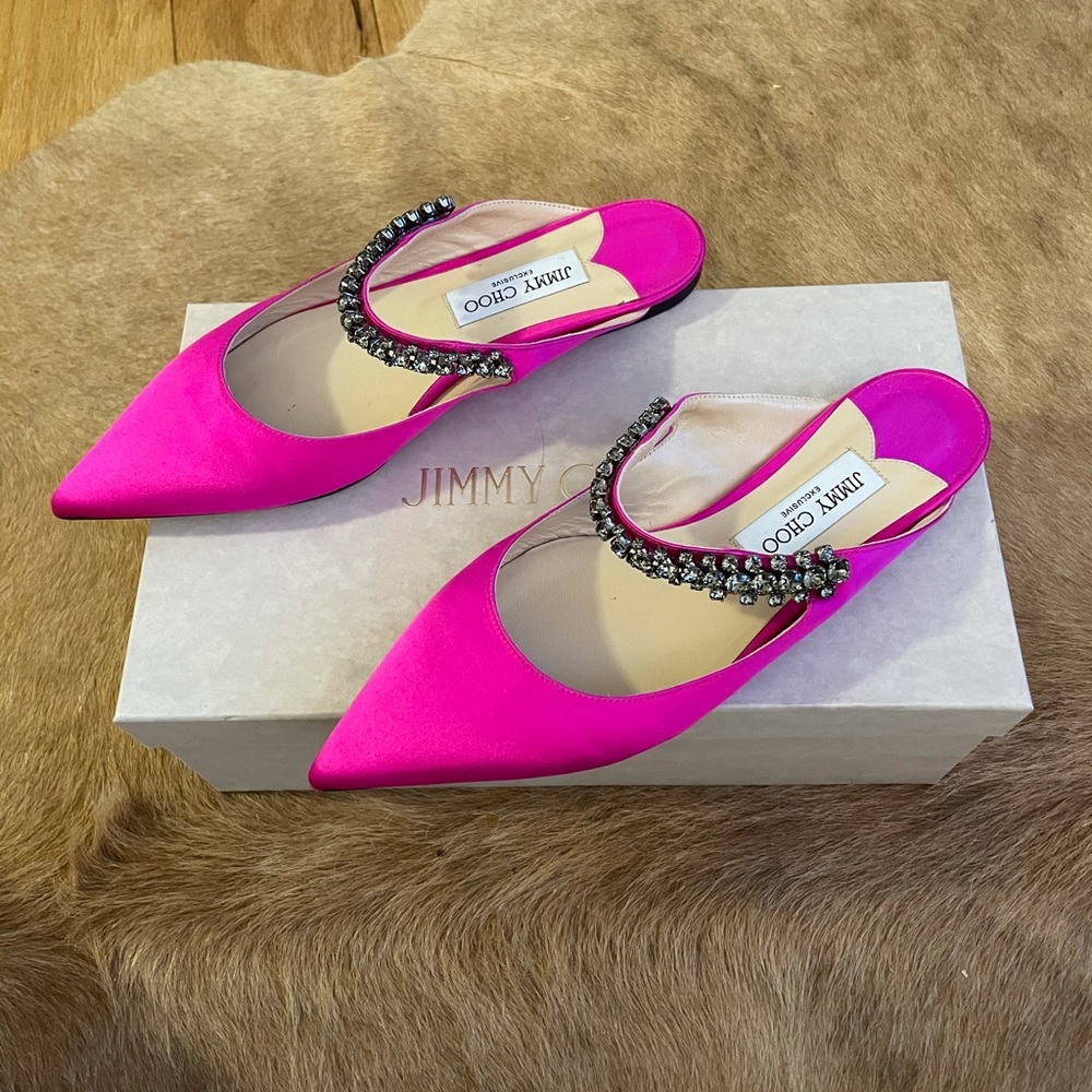 Jimmy Choo Bing satin crystal Flats
